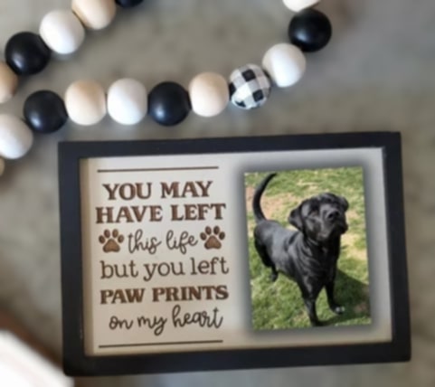 Engraved Paw Print memorial picture frame