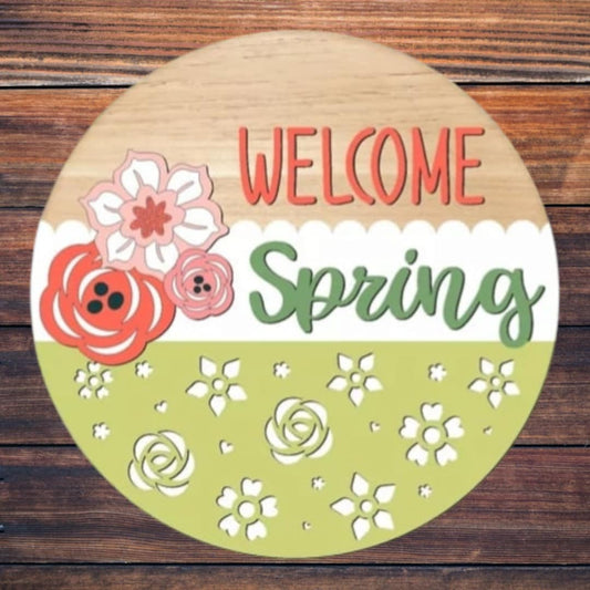 Welcome spring door hanger